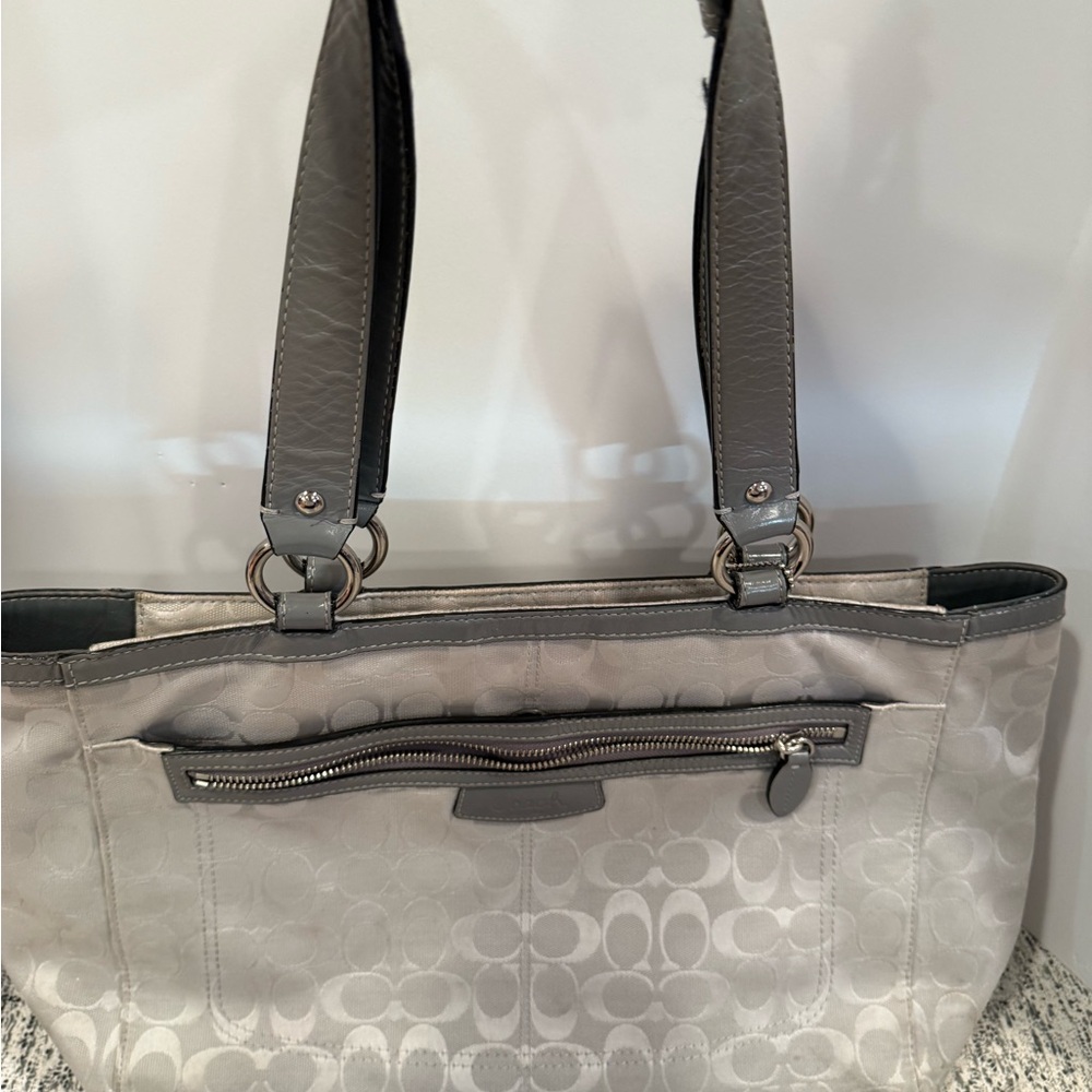 Coach Gray Patterned Shoulder Tote - Women Bag